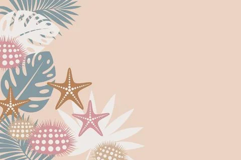 Tropical seamless pattern background, exotic leaves, monstera and palm leaf 스톡 일러스트