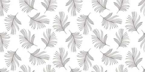 Tropical seamless pattern with brown palm leaves on a white background. Stock Illustration