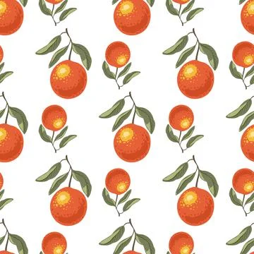 Tropical seamless pattern with colorful oranges. Stock Illustration