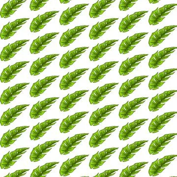 Tropical seamless pattern with exotic leaves in cartoon style Stock Illustration