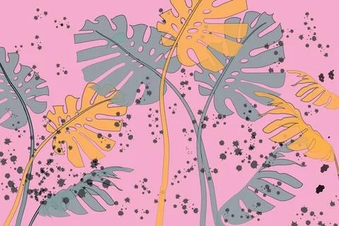 Tropical Seamless Pattern with Exotic Leaves and Leopard Spots Stock Illustration
