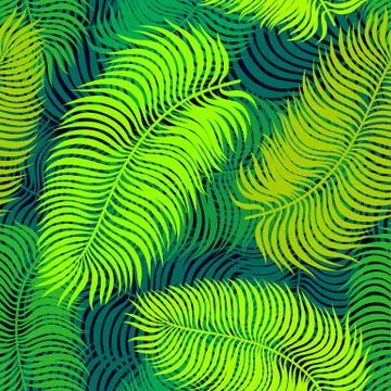 Tropical seamless pattern with exotic palm leaves Illustrazione stock