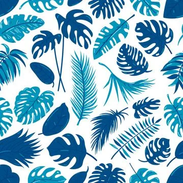 Tropical seamless pattern with exotic palm leaves. Vector illustration Stock Illustration