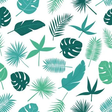 Tropical seamless pattern with exotic palm leaves. Vector illustration Illustrazione stock