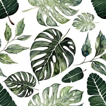 Tropical seamless pattern with exotic palm leaves. Vector illustration. Illustrazione stock