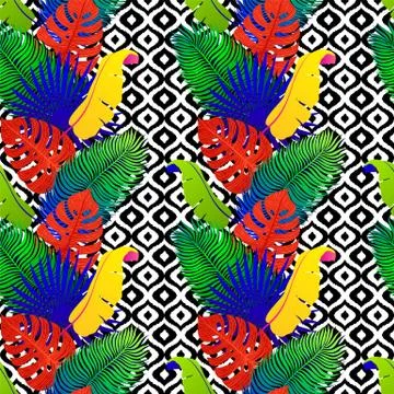 Tropical seamless pattern Stock Illustration