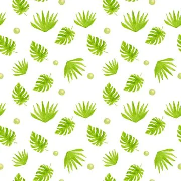 Tropical seamless pattern leaf Watercolor hand painted natural elements on a  스톡 일러스트