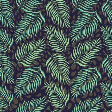 Tropical seamless pattern with leaves Stock Illustration