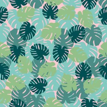 Tropical seamless pattern. Monstera leaves. Illustrazione stock