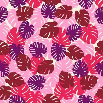 Tropical seamless pattern. Monstera leaves. Stock Illustration