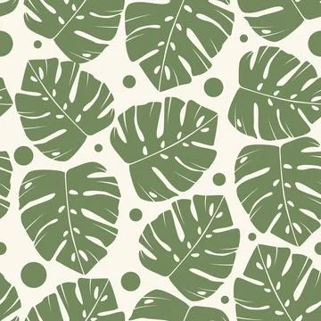 Tropical seamless pattern with monstera leaves elements. 스톡 일러스트