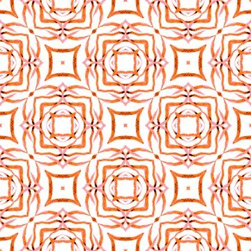 Tropical seamless pattern. Orange alluring boho Stock Illustration