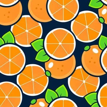 Tropical seamless pattern with oranges. Fruit repeated background. Vector b.. Stock Illustration