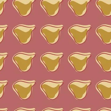Tropical seamless pattern with pale ocher fig elements print. Pink background Illustrazione stock