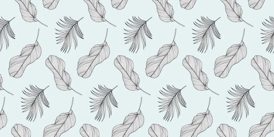 Tropical seamless pattern with palm and banana leaves Stock Illustration