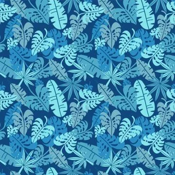 Tropical seamless pattern, palm leaves floral background. Exotic plant leaf p Illustrazione stock