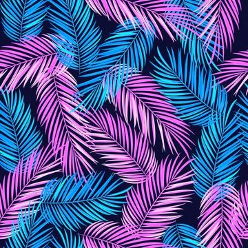 Tropical seamless pattern with palm leaves. Illustrazione stock