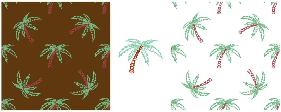Tropical seamless pattern. Palms. Set drawings with wax crayons. Print for cl Stock Illustration