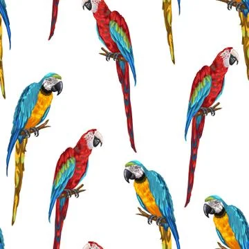Tropical seamless pattern with parrots. Stock Illustration