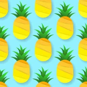 Tropical seamless pattern with pineapples. Vector illustration. Stock Illustration