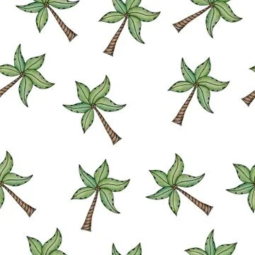Tropical seamless pattern with simple palm trees Stock Illustration