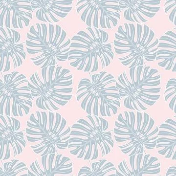Tropical seamless pattern with turquoise monstera leaves. Stock Illustration