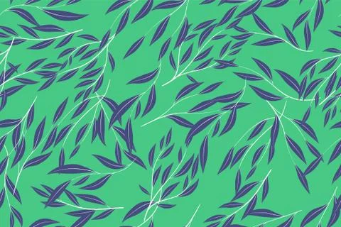 Tropical Seamless Pattern. Vector Eucalyptus Leaves and Beautiful Floral Elem Stock Illustration