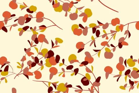 Tropical Seamless Pattern. Vector Eucalyptus Leaves and Beautiful Floral Elem Stock Illustration