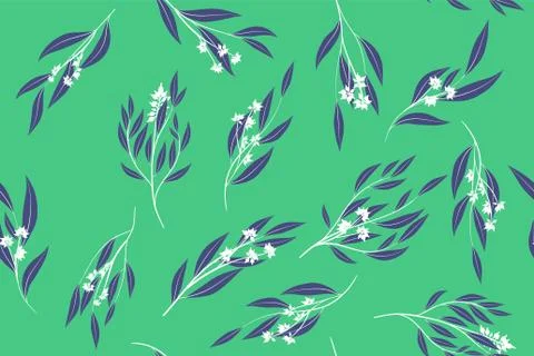 Tropical Seamless Pattern. Vector Eucalyptus Leaves and Beautiful Floral Elem Stock Illustration