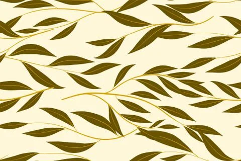 Tropical Seamless Pattern. Vector Eucalyptus Leaves and Beautiful Floral Elem Stock Illustration