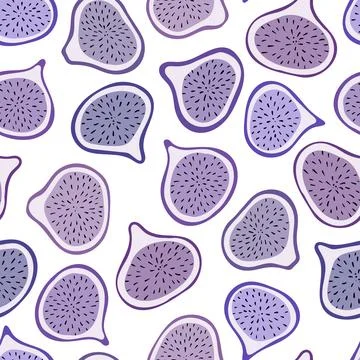 Tropical seamless pattern with violet figs and fig slices. 스톡 일러스트
