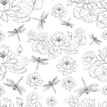 Tropical seamless pattern on white background. Stock Illustration