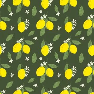 Tropical seamless pattern ws fresh colorful lemon Stock Illustration