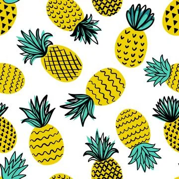 Tropical seamless pattern with yellow pineapples. 스톡 일러스트