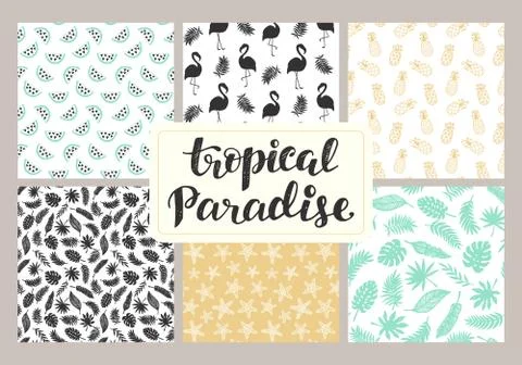 Tropical seamless patterns collection Stock Illustration