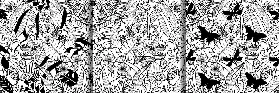 Tropical seamless patterns set. Exotic repeat backgrounds Illustrazione stock