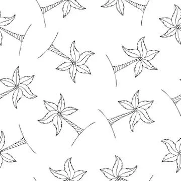 Tropical seamless repeat pattern with palm tree silhouette Stock Illustration