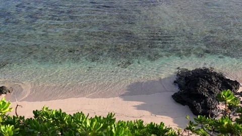 Tropical Secluded Beach with Pristine Sandy Shoreline and Clear Turquoise Waters Stock Footage 318908474