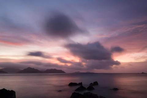 Tropical Seychelles Sunset Stock Photos
