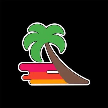 Tropical sticker with palm tree vector illustration Illustrazione stock