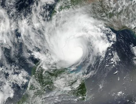 Tropical storm. Giant cyclone. Elements of this image are furnished by NASA Foto stock