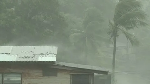 Tropical Storm Lashes Pacific Island Stock Footage