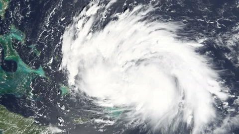 Tropical Storm Rita over the eastern Bahamas on September 18 2005 zoom in Video stock 237275361