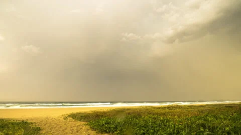Tropical Storm to Sunset Time Lapse over the Beach 스톡 동영상 143472619