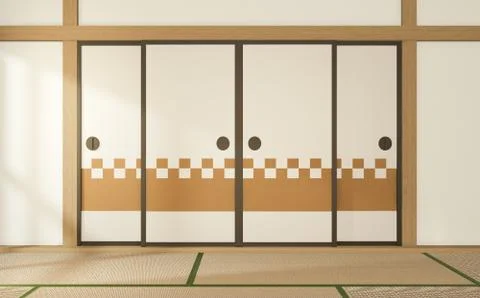 Tropical style room interior, empty room japan style. 3D rendering Stock Illustration