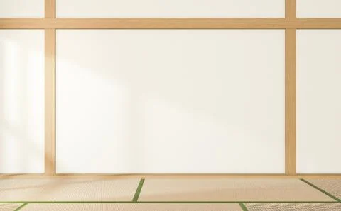 Tropical style room interior, empty room japan style. 3D rendering Stock Illustration