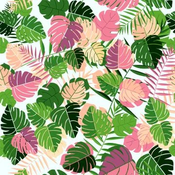 Tropical summer leaf seamless pattern art Stock Illustration