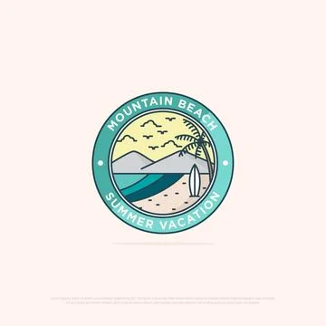 Tropical Summer logo design simple vector minimalist illustration template,.. 스톡 일러스트