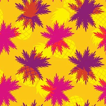 Tropical summer pineapple palm leaf pattern Stock Illustration