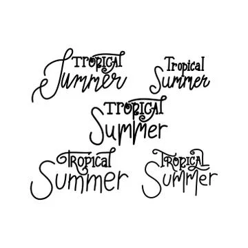 Tropical Summer Script Text Design Template 스톡 일러스트